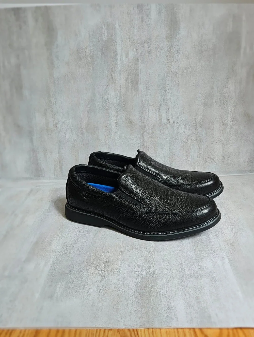 Nunn Bush Men's Memory Foam Slip-On Loafers Black Leather Shoes Size 10W NWOB
